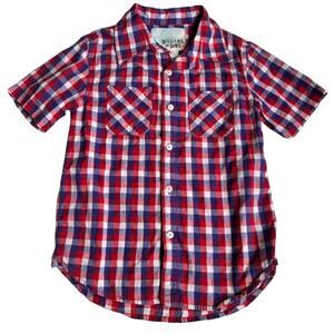 Peek Boys Large 8 Red White Blue Check Short Sleeve